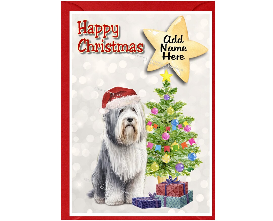 Personalised Bearded Collie Dog Christmas Card (6" X 4") Blank Inside ...