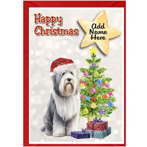 Personalisierte Bearded Collie-Hundeweihnachtskarte (6 "x 4") Innen leer - mit Umschlag. Perfekter Artikel für jeden Hundeliebhaber