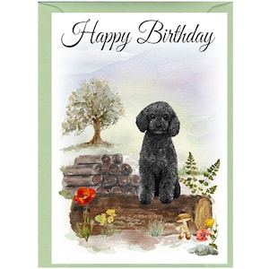 Poodle Dog &quot;Happy Birthday&quot; Card (6&quot;x 4&quot;) with Envelope. Blank inside for your own message. Perfect for any dog lover