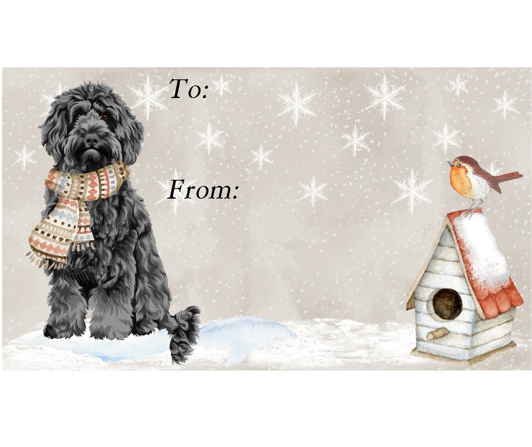 Doodle / Labradoodle Dog Christmas Gift Labels, Peel off Self Adhesive
