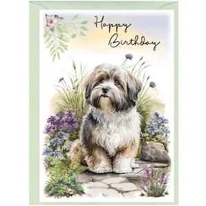 Havaneser Hund ""Happy Birthday"" - Karte (6 "x 4") mit Umschlag." Leer innen für Ihre eigene Nachricht. Perfekt für jeden Hundefreund