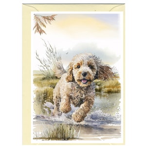 Personalisierte Cockapoo / Doodle Hund Grußkarte / Notelet (15,5 x 10 cm) mit Umschlag - Ideal für jeden Anlass. Kann auch leer bleiben wenn gewünscht