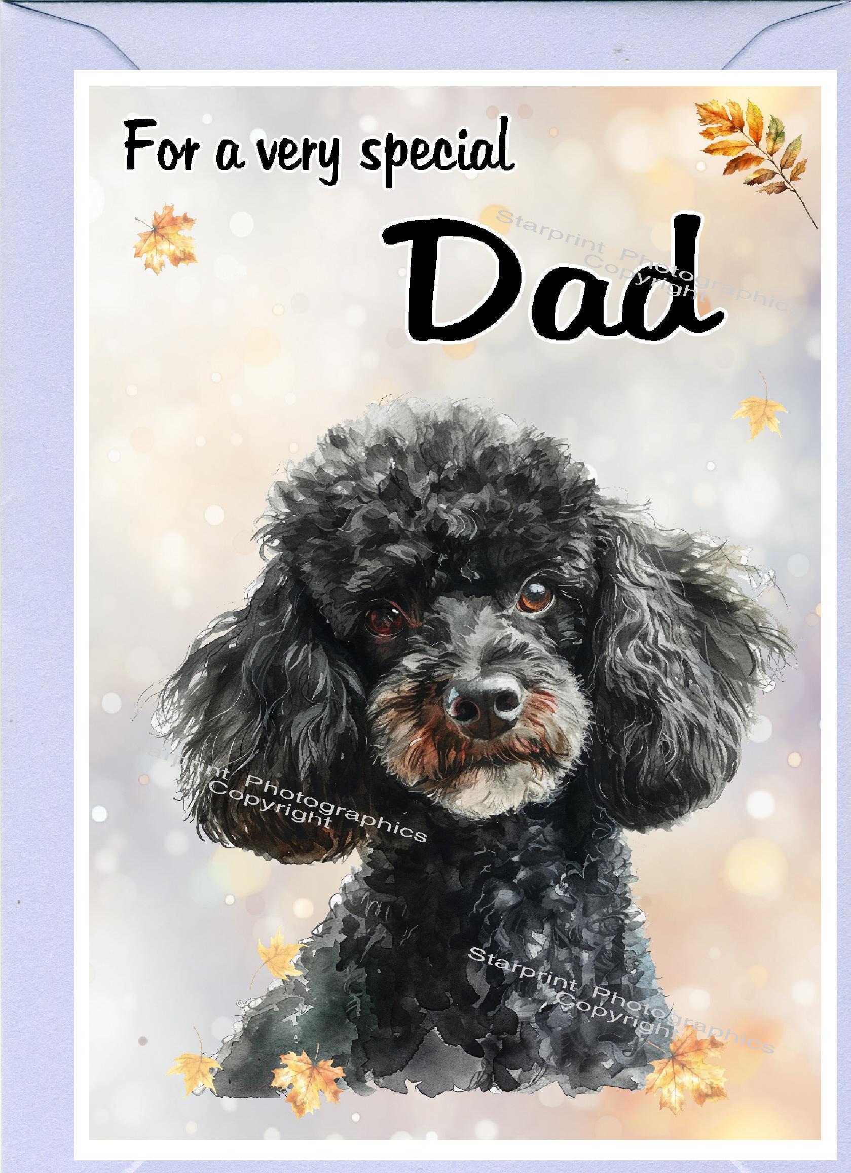 Poodle (black) Dog Blank Card /notelet for DAD (6" X 4") With Envelope ...