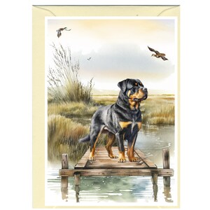 Gepersonaliseerde Rottweiler-hondenwenskaart (6 x 4 inch) met envelop.  Kan desgewenst leeg worden gelaten