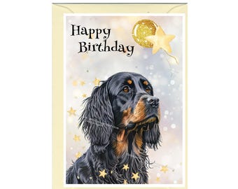 Gordon Setter Dog "Happy Birthday" Card (6"x 4") with Envelope. Blank inside for your own message. Perfect for any dog lover