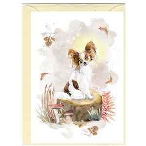 Personalised Papillon Butterfly Dog Greetings Card /Notelet (6" x 4") with Envelope.  Card can be left blank if preferred