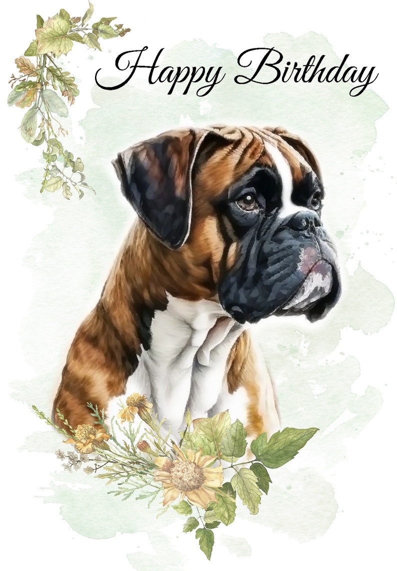 Boxer Dog "happy Birthday" Card (6" X 4") With Envelope - Blank Inside ...