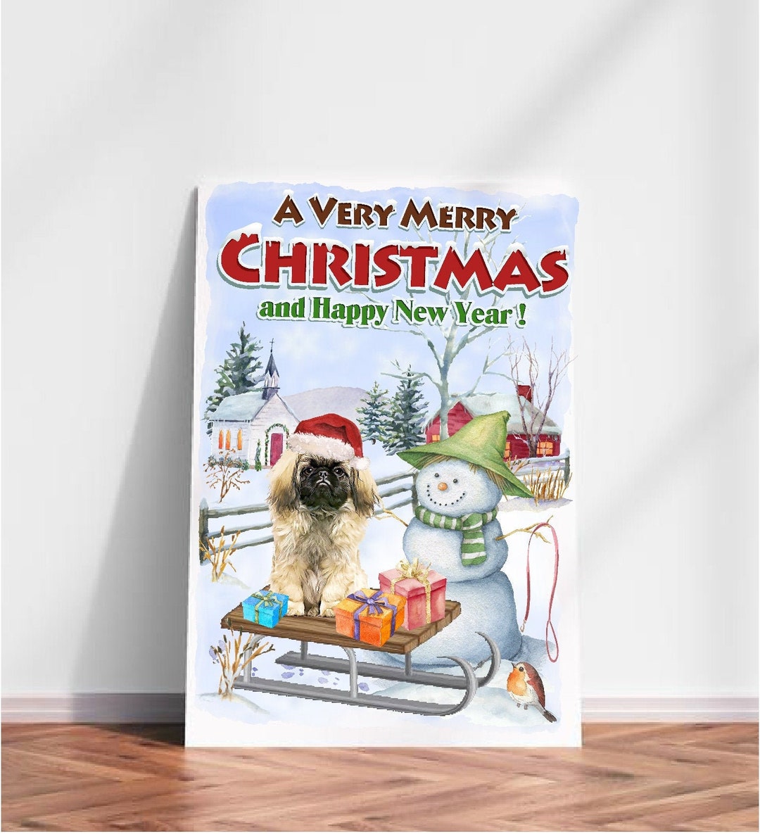Pekingese Dog Christmas Card (6" X 4") Blank Inside - With Envelope ...