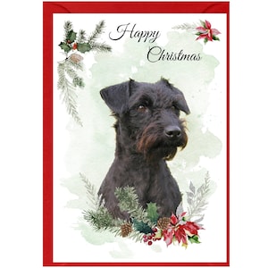 Patterdale Terrier Hunde-Weihnachtskarte, innen leer - mit Umschlag.  Perfekter Artikel für jeden Hundeliebhaber