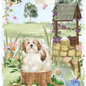 Lhasa Apso Hund Blankokarte (6 "x 4") mit Umschlag - Wishing Well Design."  Perfekter Artikel für jeden Hundeliebhaber