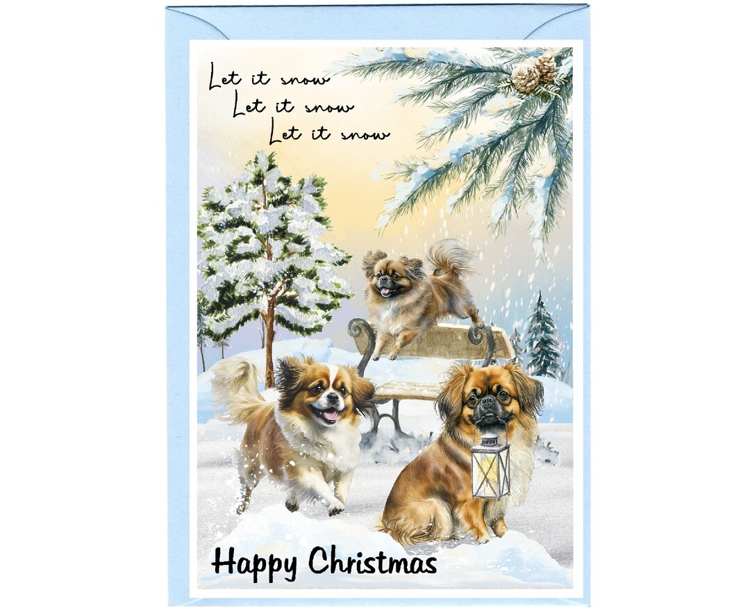 Tibetan Spaniel Dog Christmas Card (6" X 4") Blank Inside - With ...