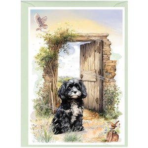 Gepersonaliseerde Cavapoo / Doodle / Cockapoo Dog blanco kaart /Notelet (6 "x 4") met envelop.  Kaart kan indien gewenst blanco worden gelaten