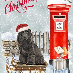 Cocker Spaniel (black) Dog Christmas Card (6" X 4") Blank Inside - With ...
