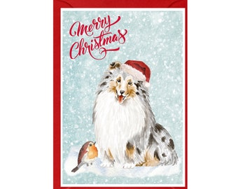 Shetland Sheepdog / Sheltie Dog Christmas Card (6" x 4") Blank inside - with Envelope.  Perfect item for any Dog Lover