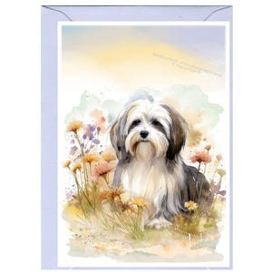 Gepersonaliseerde blanco kaart Havanezer hond (6 x 4 inch) met envelop.  Kaart kan indien gewenst blanco worden gelaten