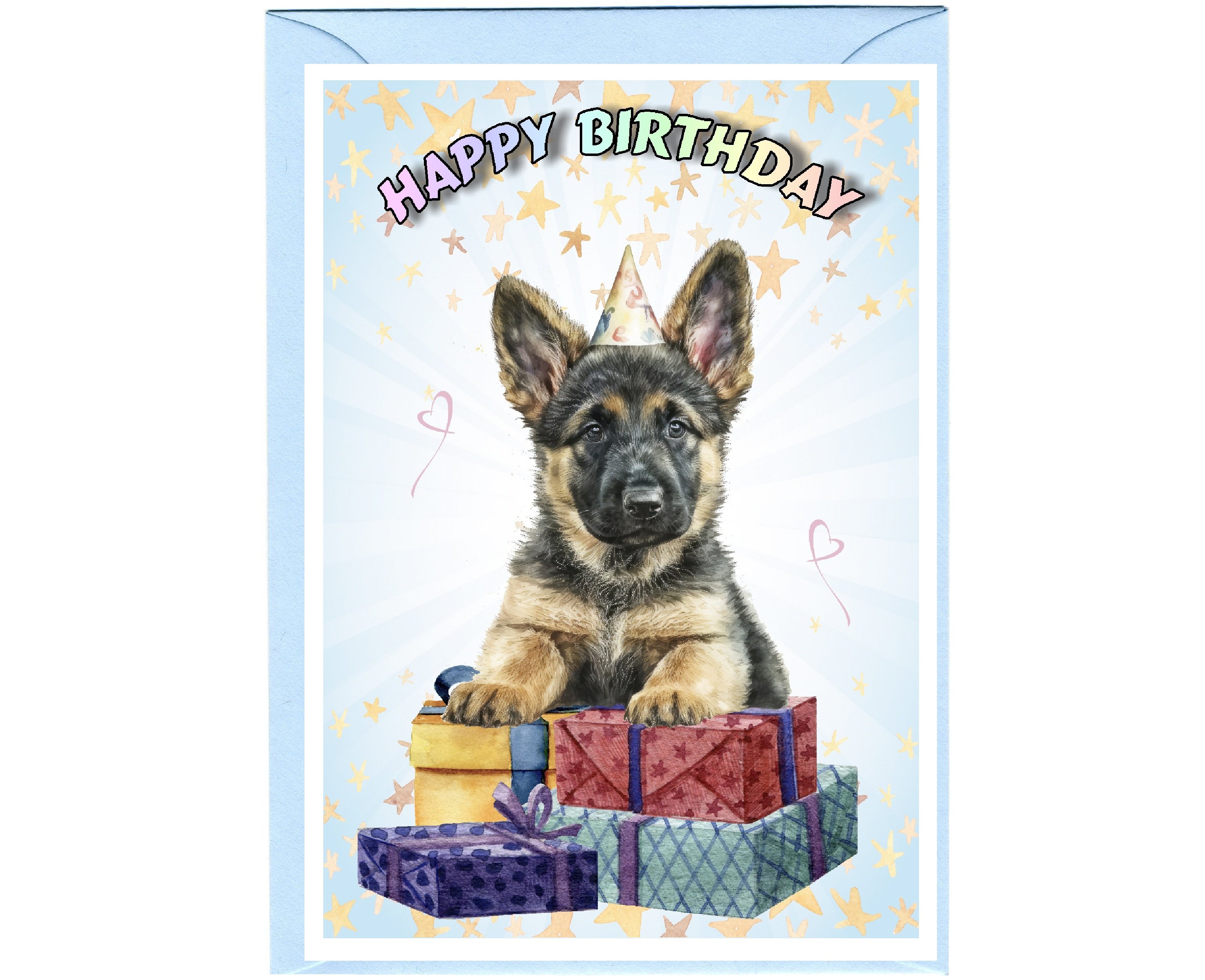 Old English Co. - Biglietto di auguri per figlia con cane pastore tedesco molto speciale – cucciolo di pastore tedesco floreale carino biglietto di compleanno per lei – Carino ben fatto biglietti