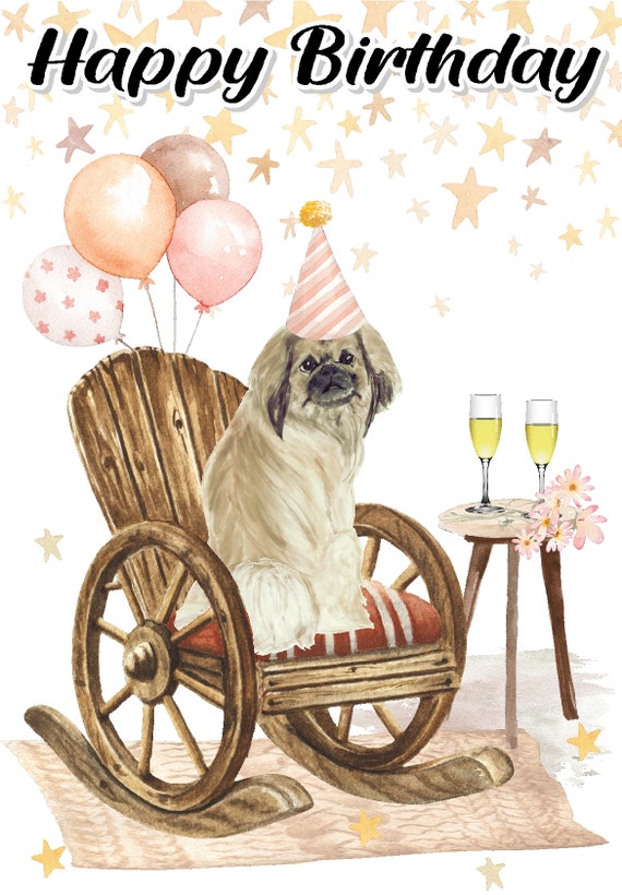 Chien Epagneul Tibetain Joyeux Anniversaire Carte Etsy France
