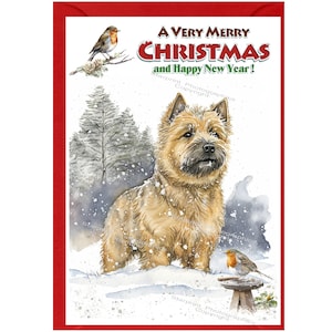 Norwich Terrier-Weihnachtskarte, 15 x 10 cm, innen leer - mit Umschlag. Perfekter Artikel für jeden Hundeliebhaber