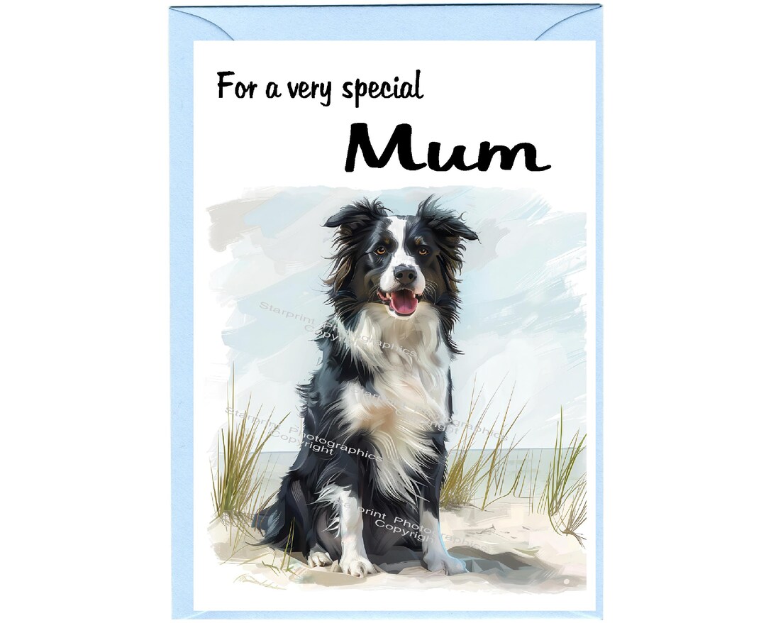 Border Collie Dog Blank Card /notelet for MUM (6" X 4") With Envelope ...