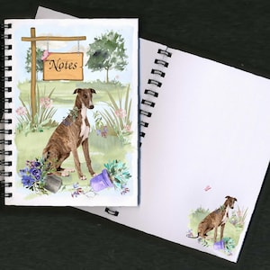 Whippet Dog Notebook / Notepad "Landscape Gardener Design" with picture on each page - Great Gift for any Dog Lover