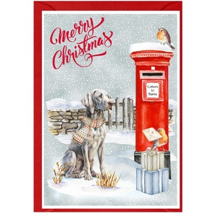 Tarjeta navideña con diseño de perro Weimaraner (15,24 x 10,16 cm), interior en blanco y con sobre. Artículo perfecto para cualquier amante de los perros