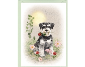 Miniature Schnauzer Dog Blank Card /Notelet (6" x 4") with Envelope - Ideal Mothers Day, Valentine Card, Etc. Perfect item for any Dog Lover