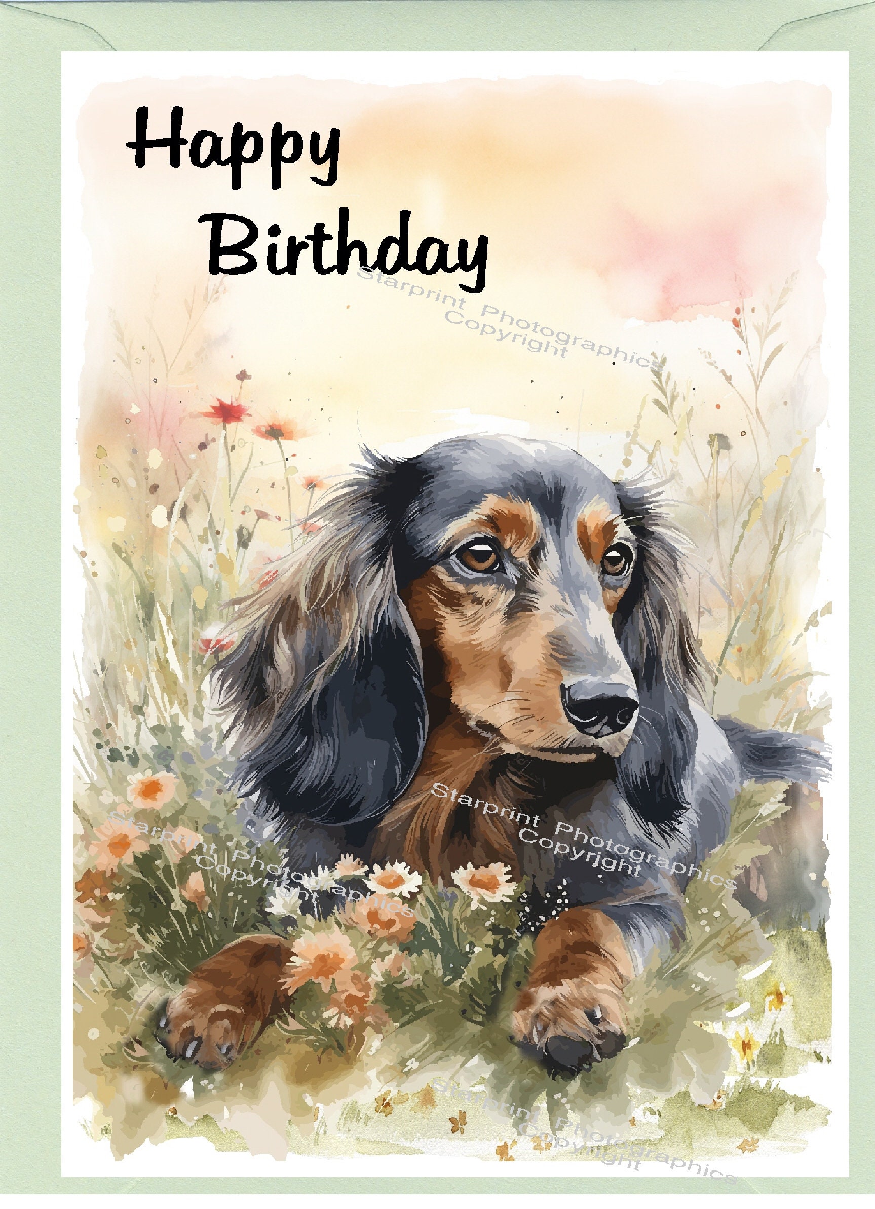 Biglietto Di Auguri Di Compleanno Con Cani E Fiori - Tracks Publishing - Formato Quadrato 159x159 Mm Con Busta E Finitura Glitterata