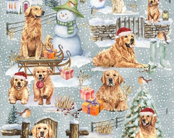 Golden Retriever Hund Weihnachten Geschenkpapier.