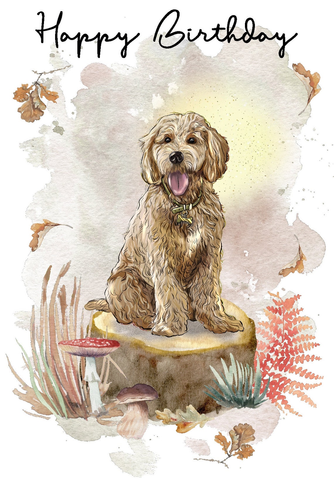 Personalised Golden Doodle Dog Greetings Card /notelet (6" X 4") With ...