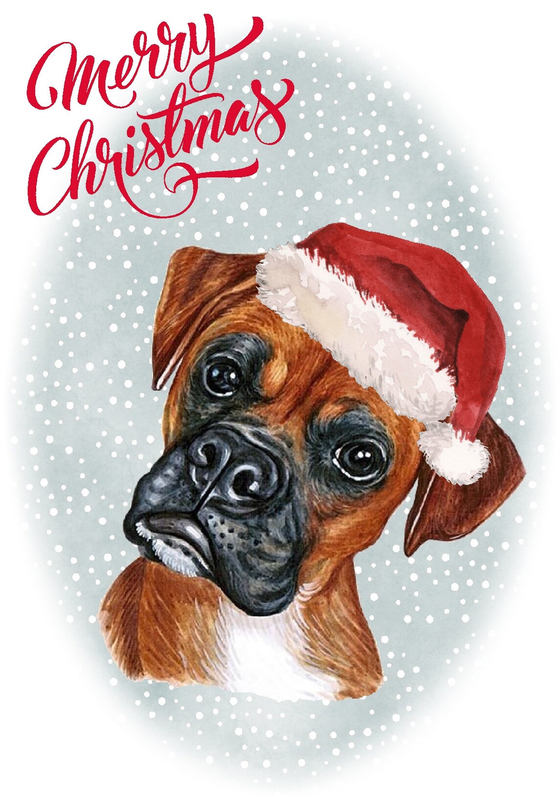 Boxer Dog Christmas Card (6" X 4") Blank Inside - With Envelope ...