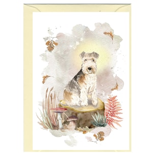 Gepersonaliseerde Lakeland Terrier-hondenwenskaart (6 x 4 inch) met envelop.  Kaart kan indien gewenst blanco worden gelaten
