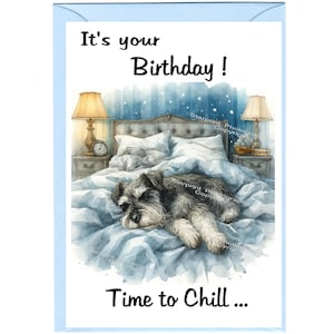 Miniature Schnauzer Dog &quot;Birthday&quot; Card (6&quot; x 4&quot;) with Envelope - Blank inside for your own message. Perfect for any dog lover