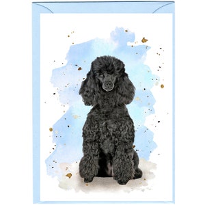 Personalised Poodle (Black) Dog Greetings Card /Notelet (6" x 4") with Envelope.  Card can be left blank if preferred