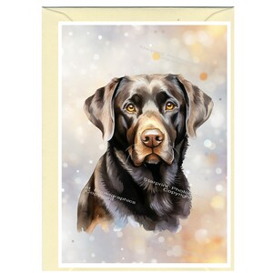 Gepersonaliseerde Labrador Retriever (chocolade) hondenwenskaart /Notelet (6" x 4") met envelop.  Kaart kan indien gewenst blanco worden gelaten