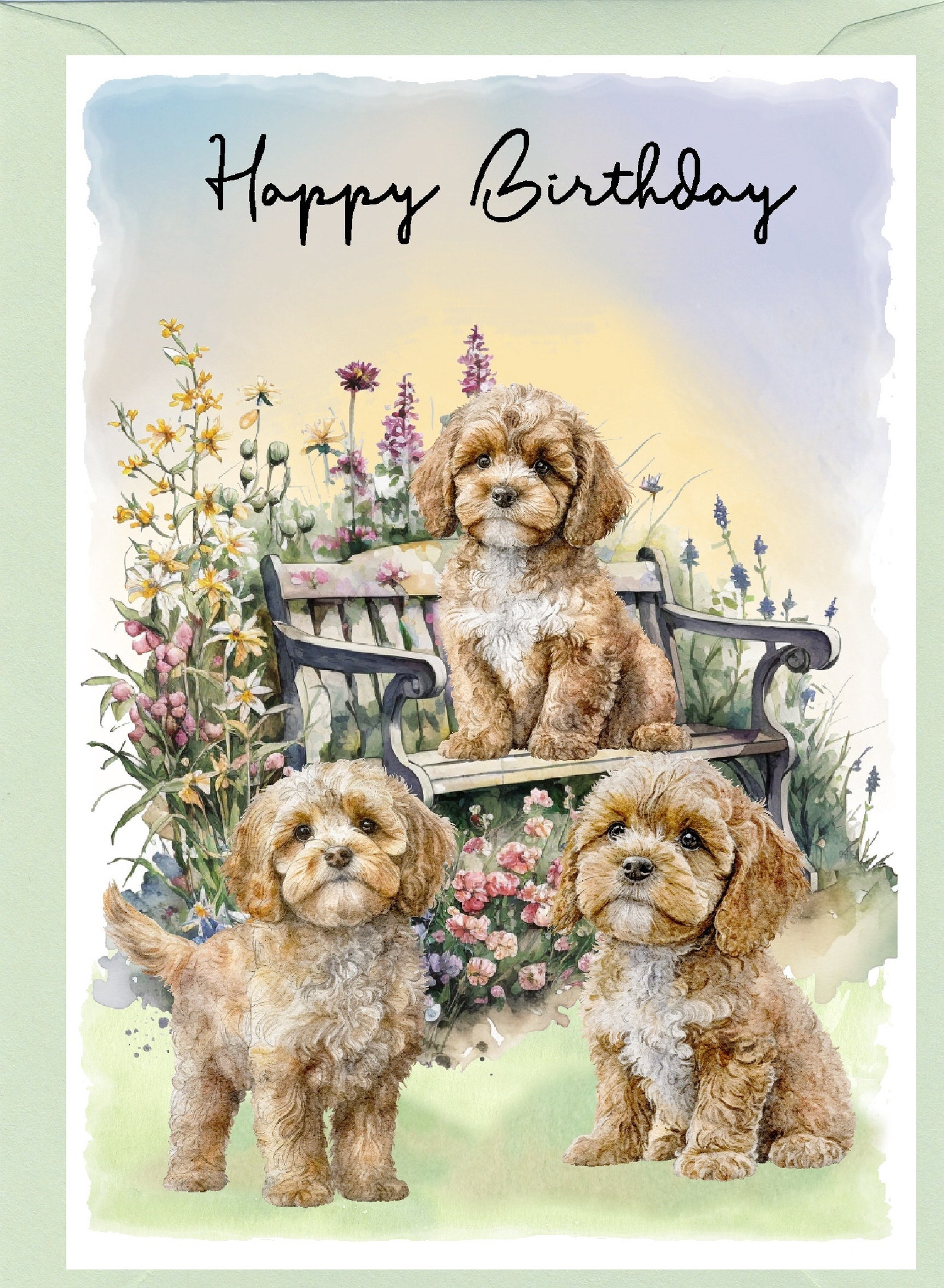 Cavapoo / Doodle Dog happy Birthday Card 6 Etsy UK