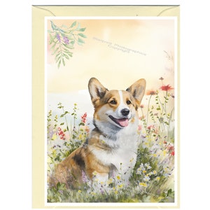 Carte de voeux/notelet personnalisés pour chien corgi (6 x 4 po.) avec enveloppe - Idéal pour toutes les occasions. Peut être laissé vide si vous préférez