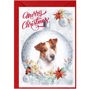 Cartão de Natal do cão Jack Russell Terrier (6" x 4") Interior em branco - com envelope. Item perfeito para qualquer amante de cães