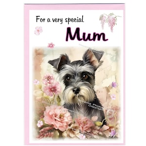 Zwergschnauzer Blanko Karte für Mama (15x10cm) mit Umschlag - Ideal für Muttertag, Geburtstag, etc.