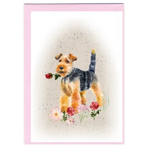 Tarjeta en blanco con diseño de perro terrier galés (6" x 4") con sobre. Ideal para el Día de la Madre, San Valentín, etc. Artículo perfecto para cualquier amante de los perros.