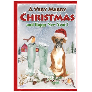 Boxer Dog Christmas Card (6&quot; x 4&quot;) Blank inside - with Envelope.  Perfect item for any Dog Lover