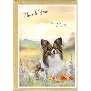 Papillon Butterfly Dog "Thank You" Card (6" x 4") with Envelope - Blank inside for your own message.
