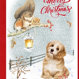 Carte de Noël pour chien Lhassa Apso (6 x 4 po.) vierge à l'intérieur - avec enveloppe. Article parfait pour tous les amoureux des chiens