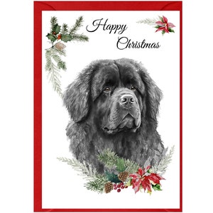 Kerstkaart Newfoundland-hond (6 x 4 inch) met blanco binnenkant - met envelop.  Perfect item voor elke hondenliefhebber