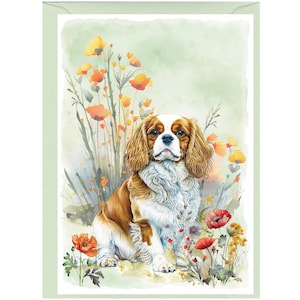 Cartão de felicitações/bilhete personalizado para cães Cavalier King Charles Spaniel (6" x 4") com envelope - pode ser deixado em branco, se preferir