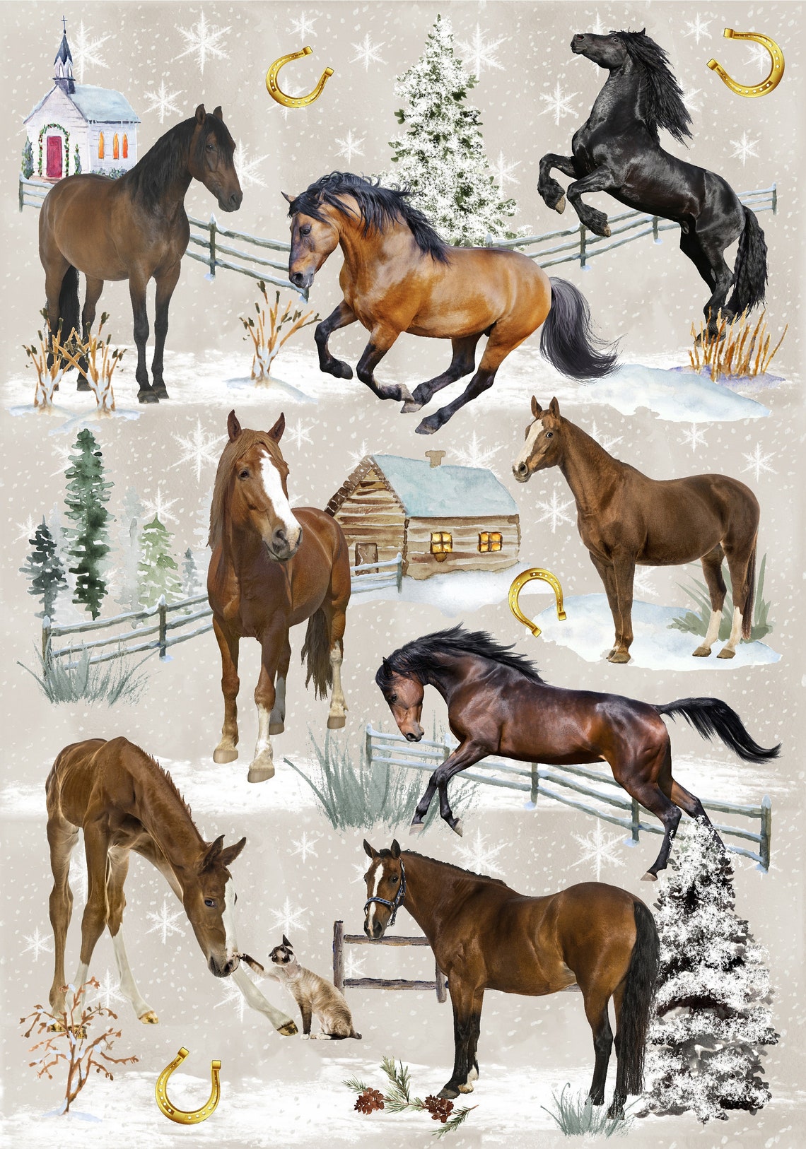Horse / Pony Christmas Gift Wrapping Paper. Perfect for any Etsy