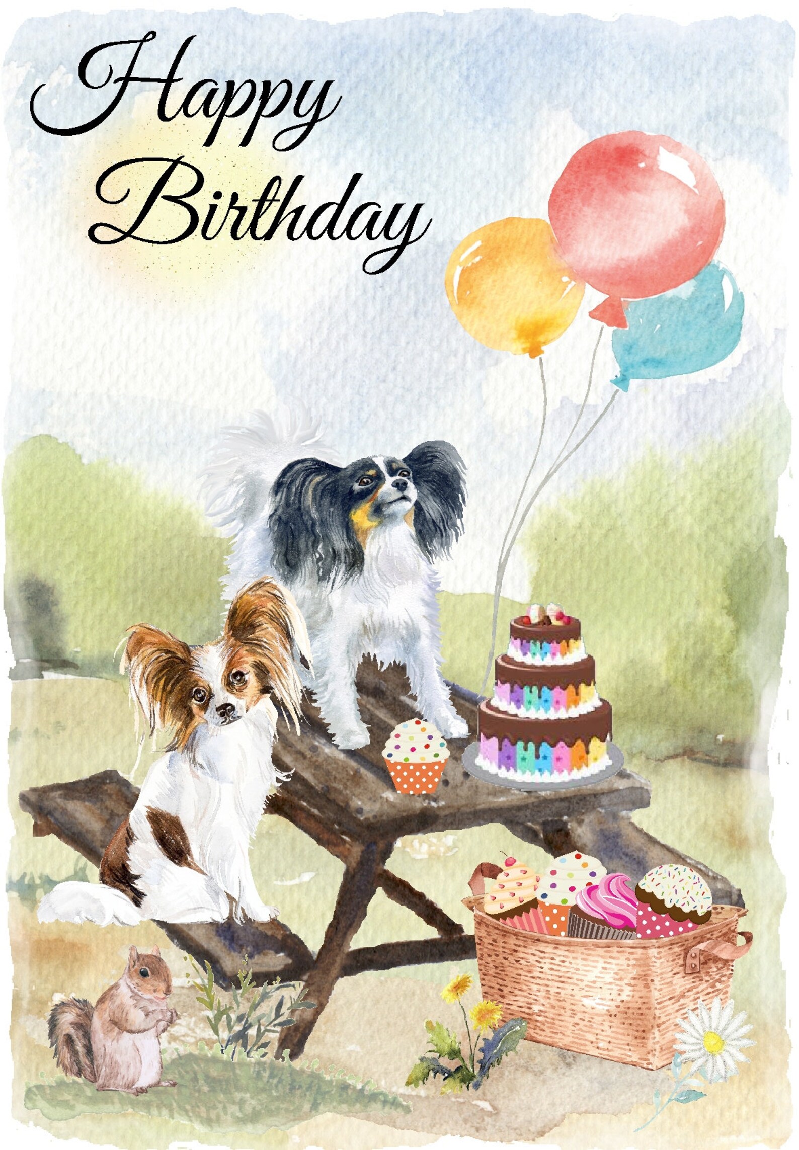 Papillon butterfly Dog happy Birthday Card Etsy