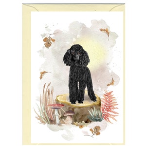 Gepersonaliseerde poedel (zwart) hond wenskaart /Notelet (6 "x 4") met envelop. De kaart kan desgewenst blanco worden gelaten