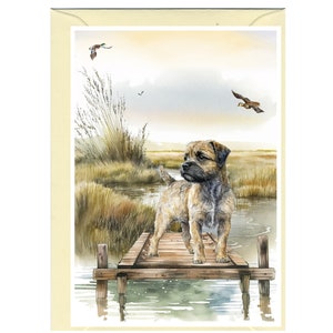 Gepersonaliseerde Border Terrier-hondenwenskaart (6" x 4") met envelop - ideaal voor elke gelegenheid.  Kan desgewenst leeg worden gelaten