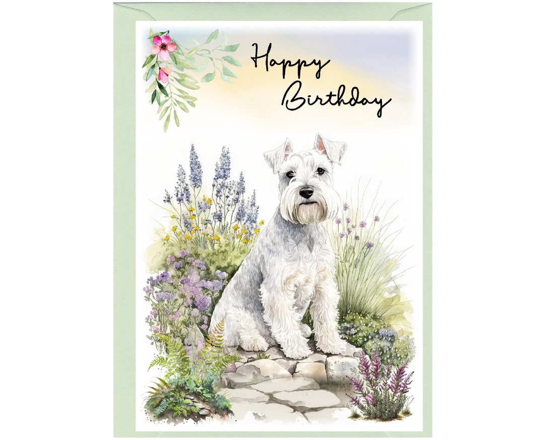 Miniature Schnauzer Dog "happy Birthday" Card (6" X 4") With Envelope ...
