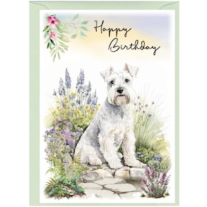 Miniature Schnauzer Dog &quot;Happy Birthday&quot; Card (6&quot; x 4&quot;) with Envelope - Blank inside for your own message. Perfect for any dog lover
